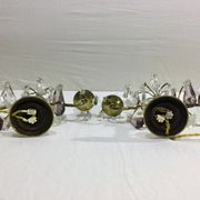 Pair of girandole lamps in bronze and crystal