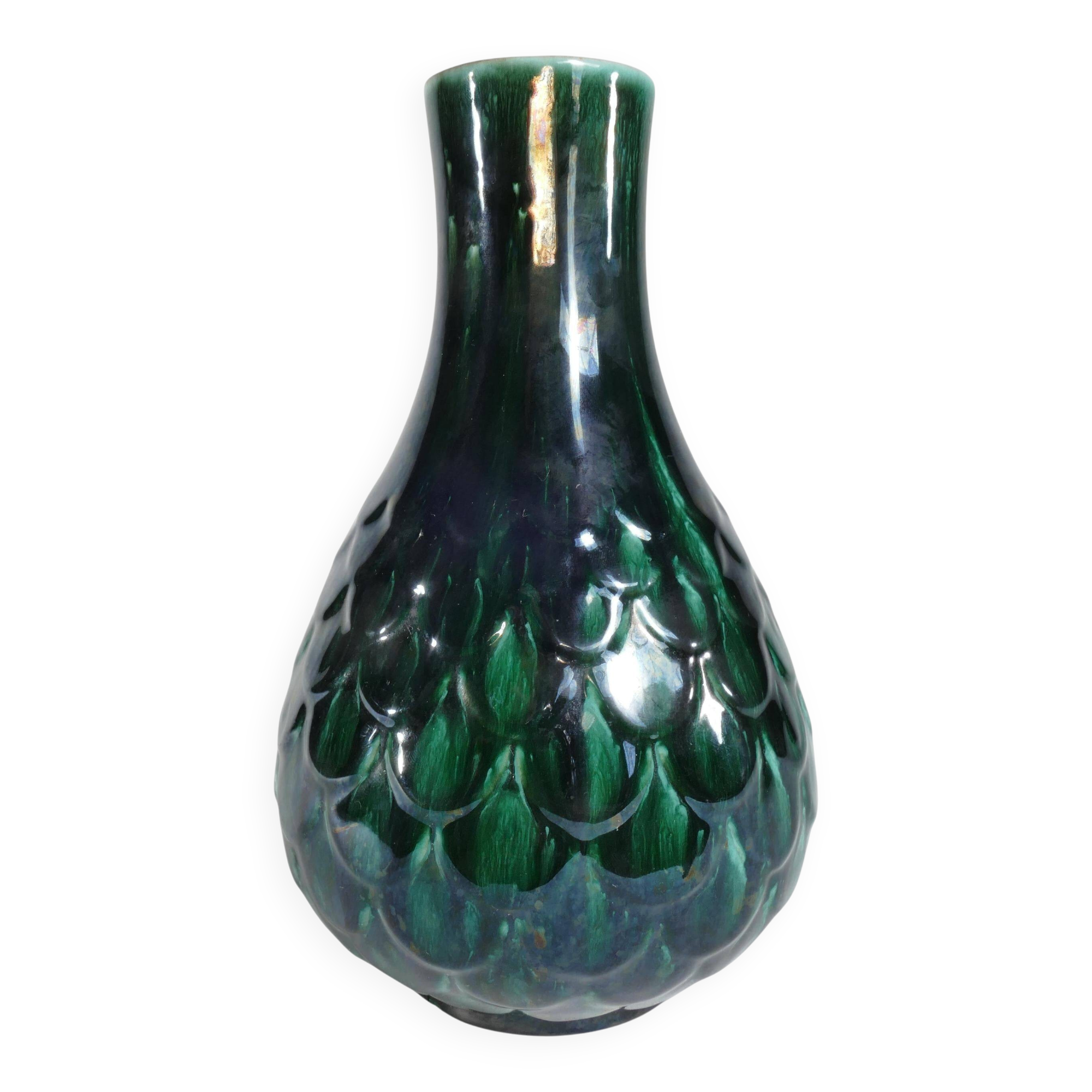 Green Vicke Lindstrand Ceramic Vase "638" Upsala Ekeby, 1950's