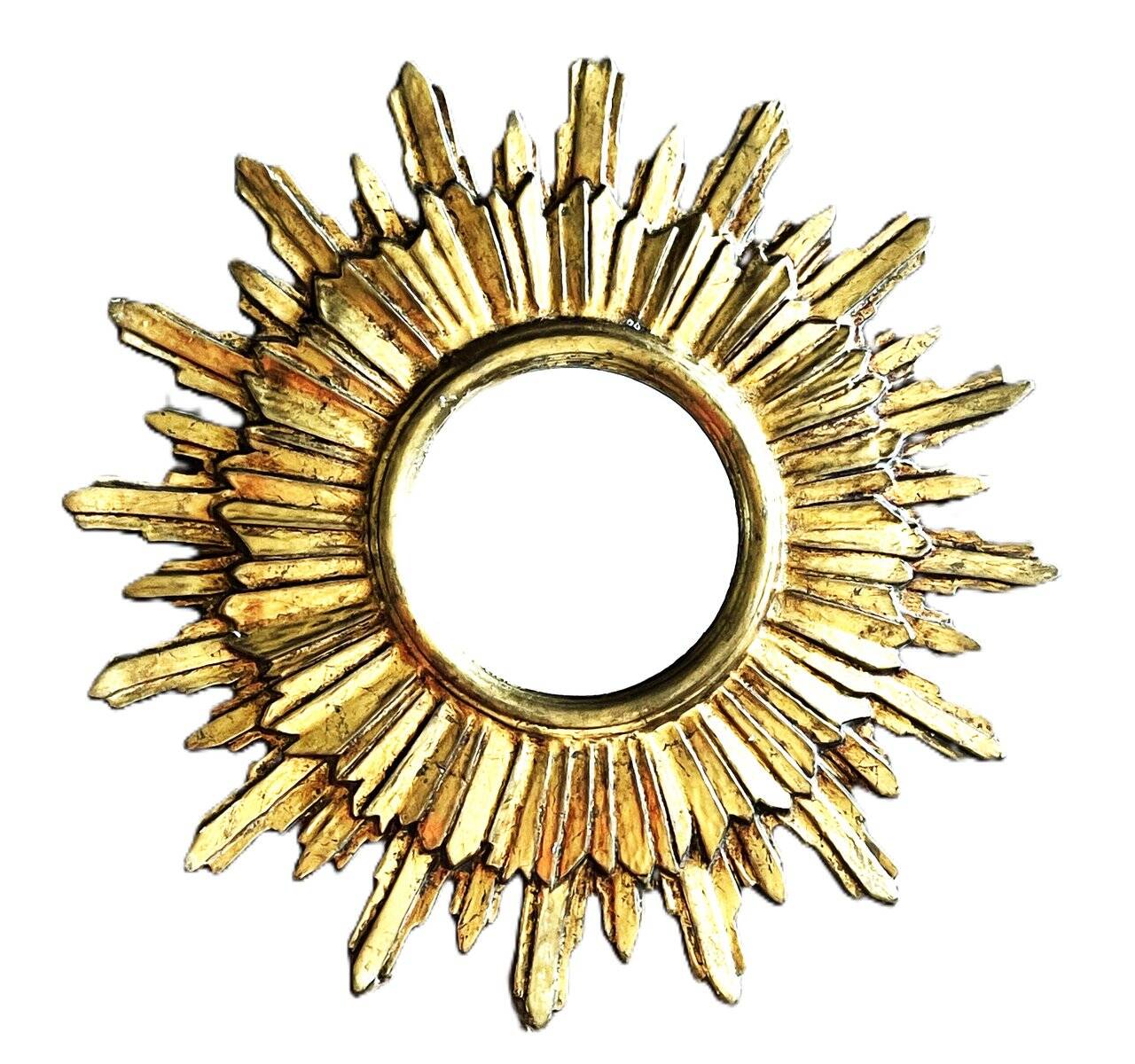 Vintage sun wall mirror in gilded wood, 1960