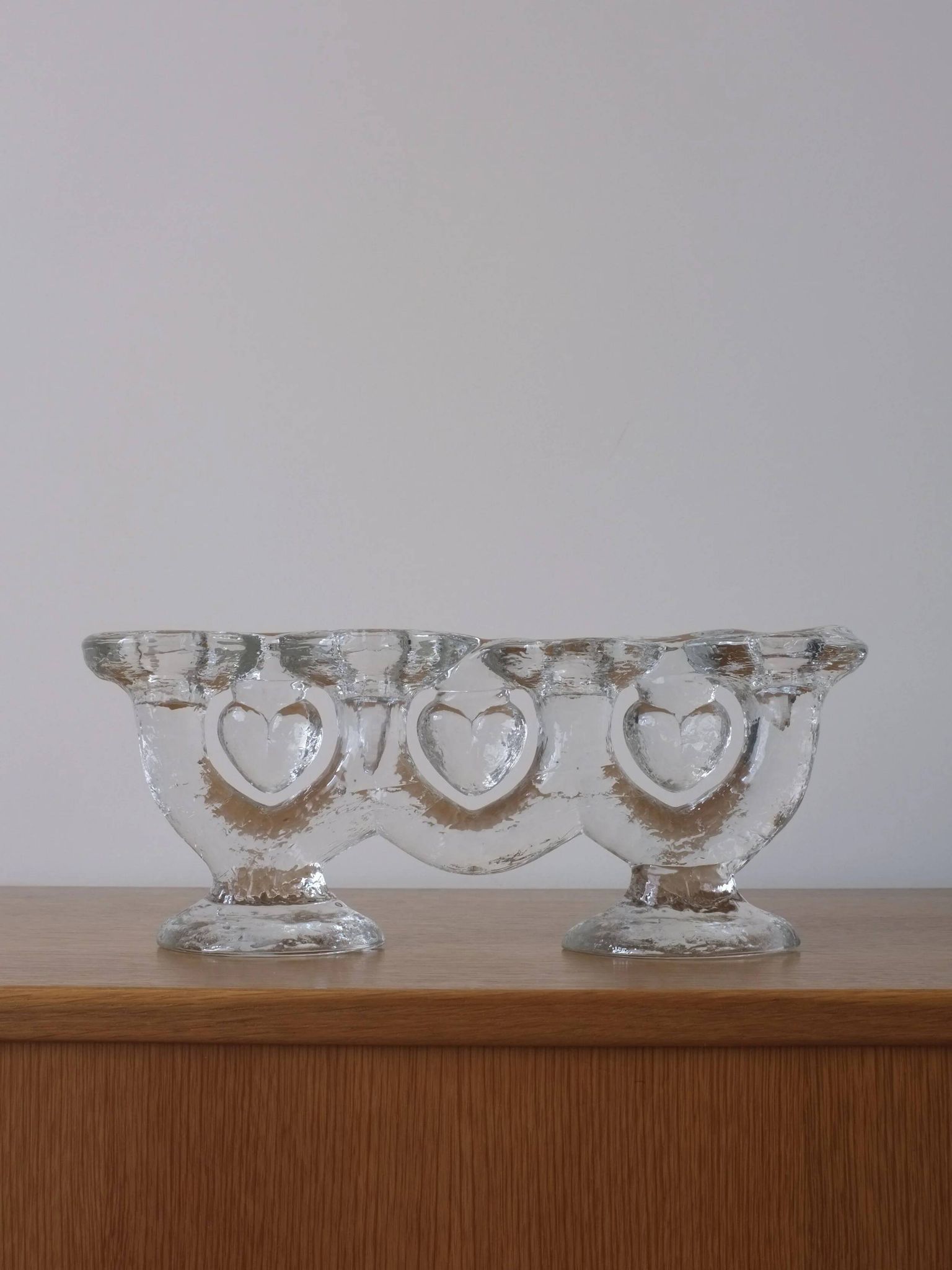 Large glass candle holder by Staffan Gellerstedt | Pukeberg Glasbruk | Sweden