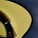 Vintage formica clock silent wall clock asymmetrical 60s "Yellow black"