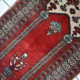 Vintage Turkish Konya handmade carpet 62cm x 92cm 1970s