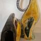 Paire de grands pichets zoomorphes en céramique émaillée, Vallauris, 1960