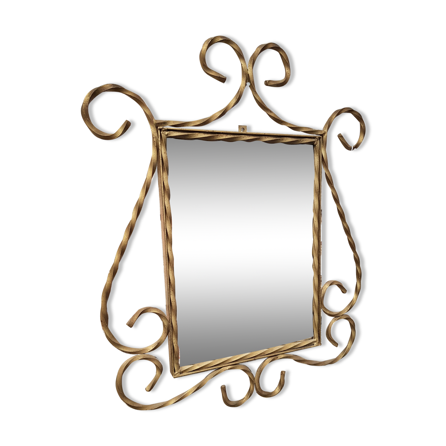 Gilded wrought iron mirror 52x64cm