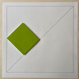 Screenprint - Composition 1 Green 3D Square - Gottfried Honegger - 2015