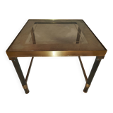 Small table or side table with brass structure and glass top from the 1970s.