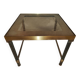 Small table or side table with brass structure and glass top from the 1970s.