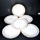 Niderviller lot de 6 assiettes Empire et soupière en porcelaine dure décor blé peint or 1790
