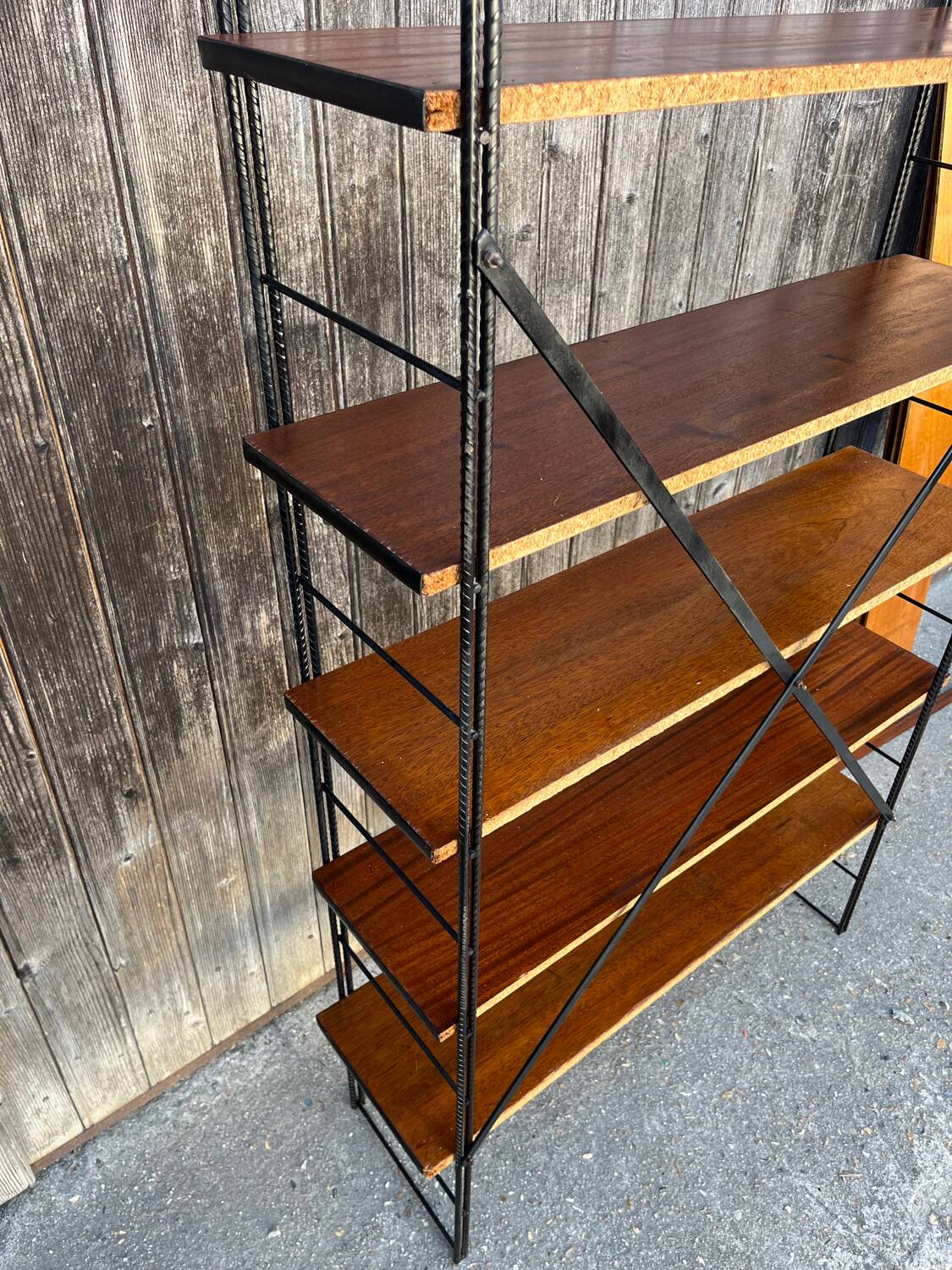 String wood and metal shelf