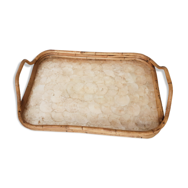 Service Tray In Rattan And Mother Of Pearl Shell Of Capiz Selency Service Tray In Rattan And Mother Of Pearl Shell Of Capiz Selency