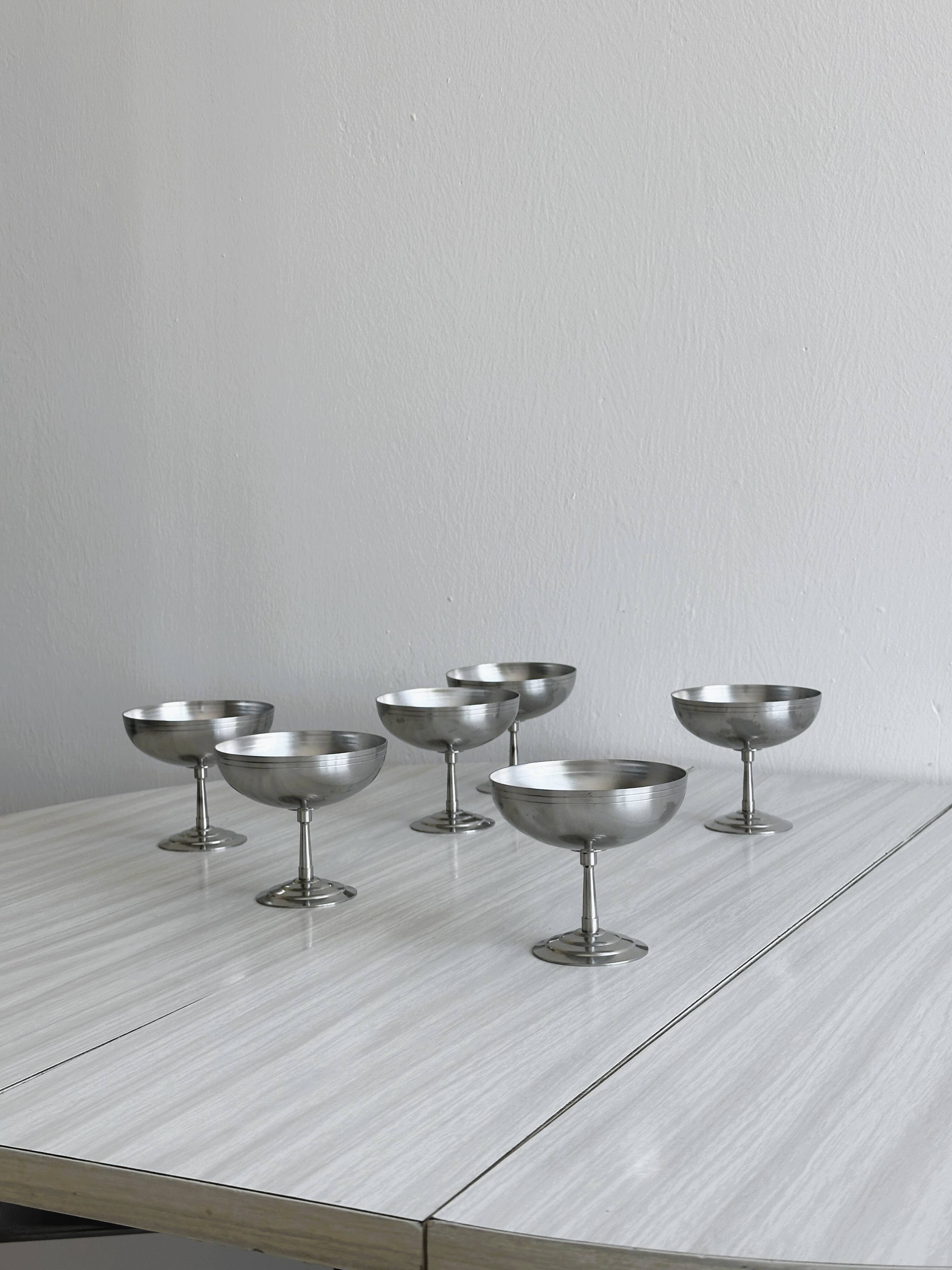 6 matte stainless steel cups