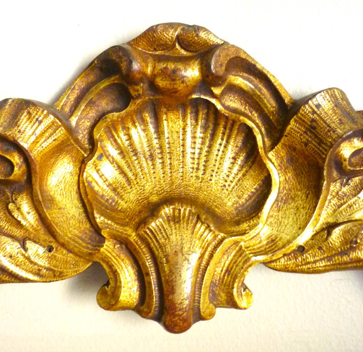 Antique gilt bronze pediment, furniture decoration, mirror, signed JF