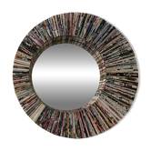 Miroir rond vintage en rouleaux de papier