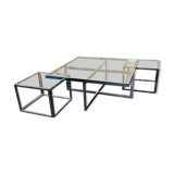 Table basse chrome & laiton 2 tables gigognes