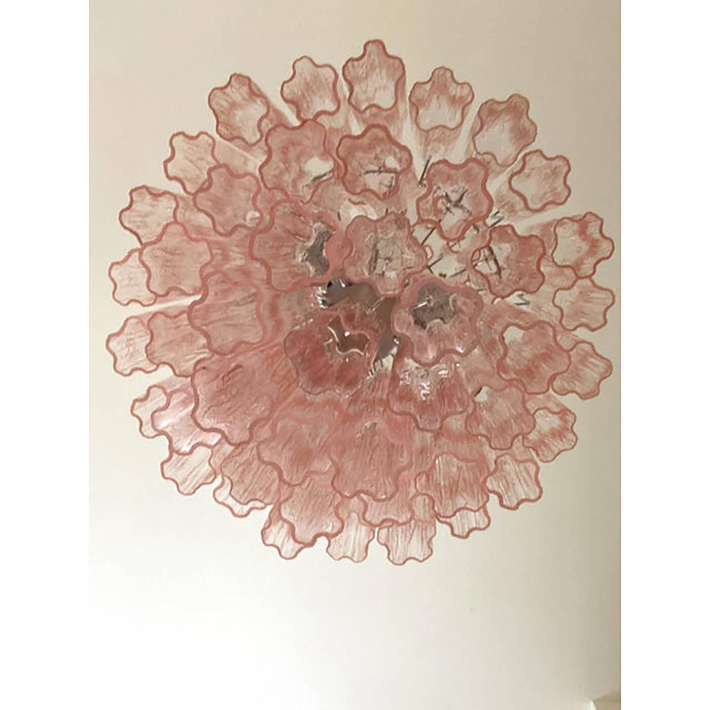 Contemporary Pink “Tronchi” Murano Glass Chandelier
