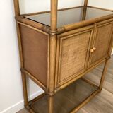 Bamboo shelf and smoked glass