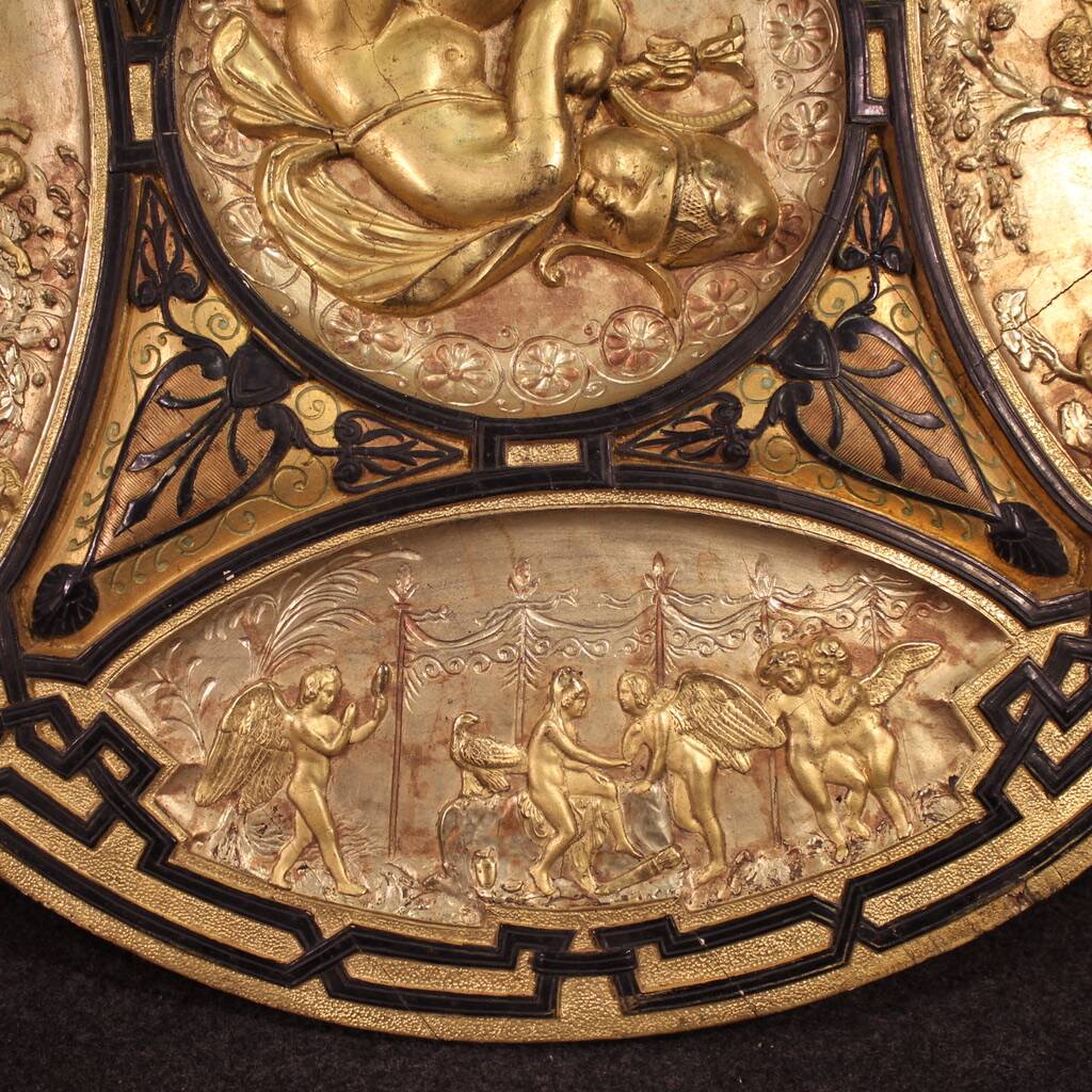 19th century gilded wooden shield signed F. Barbedienne Paris