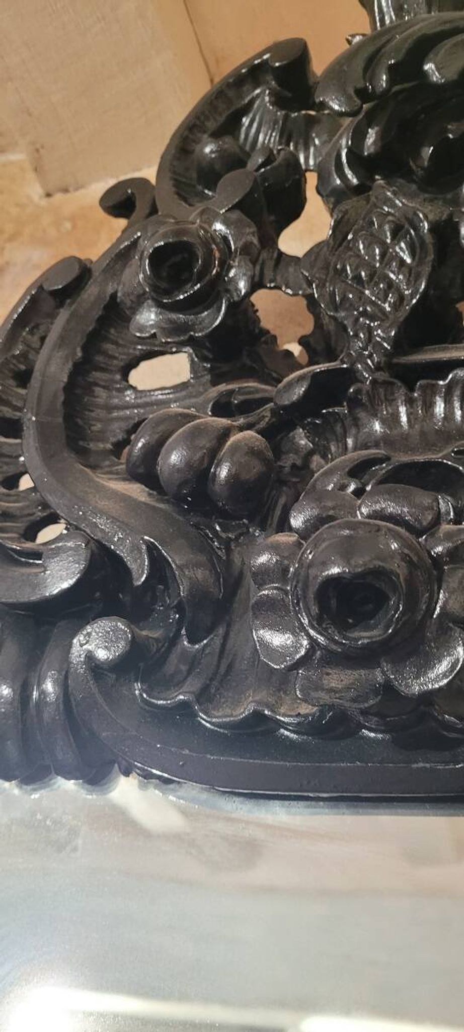 Mirror with carved wooden pediment, late 19th century