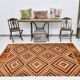 Tapis Kilim en laine fait main tribal noir orange 6x8