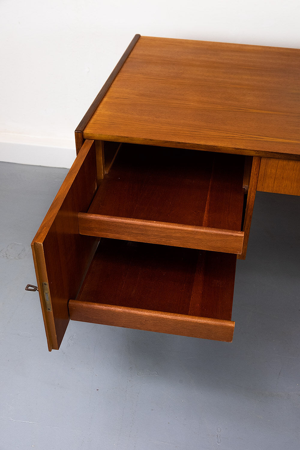 Freestanding vintage teak desk 1960s