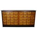 Dutch industrial apothecary cabinet in beech and oak 1940s