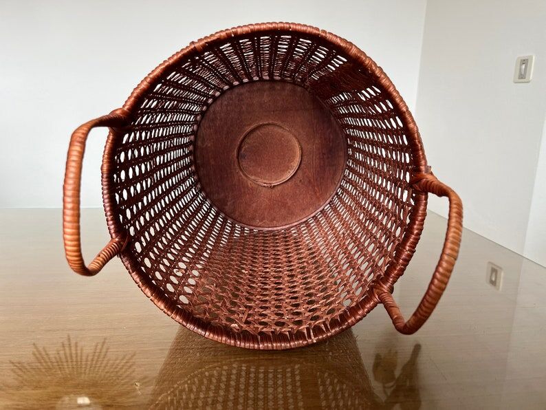 Canning rattan office paper basket 70s