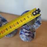 Vintage-style blue and gold floral ceramic candlesticks CHMR