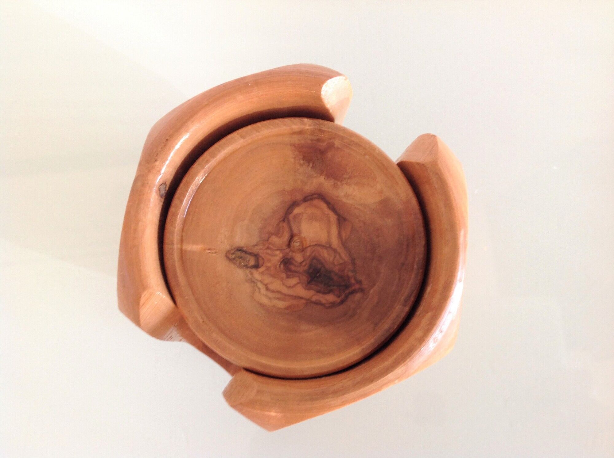 Set of six olive coasters / vintage 60s-70s