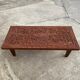 Afro style carved wooden table with glass top