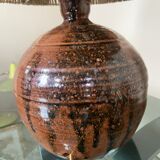 Vintage stoneware ball lamp and rope lampshade