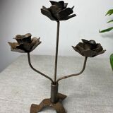 Rose shaped metal candle holder