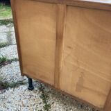 Rattan chest of drawers and vintage wood