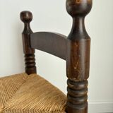 Vintage low chair in the style of Charles Dudouyt – Wooden fireside chair