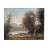 HST painting "The walk, young woman with the umbrella" signed Dervin