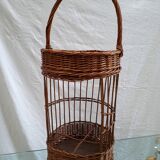 Bottle holder, mini bar, vintage wicker