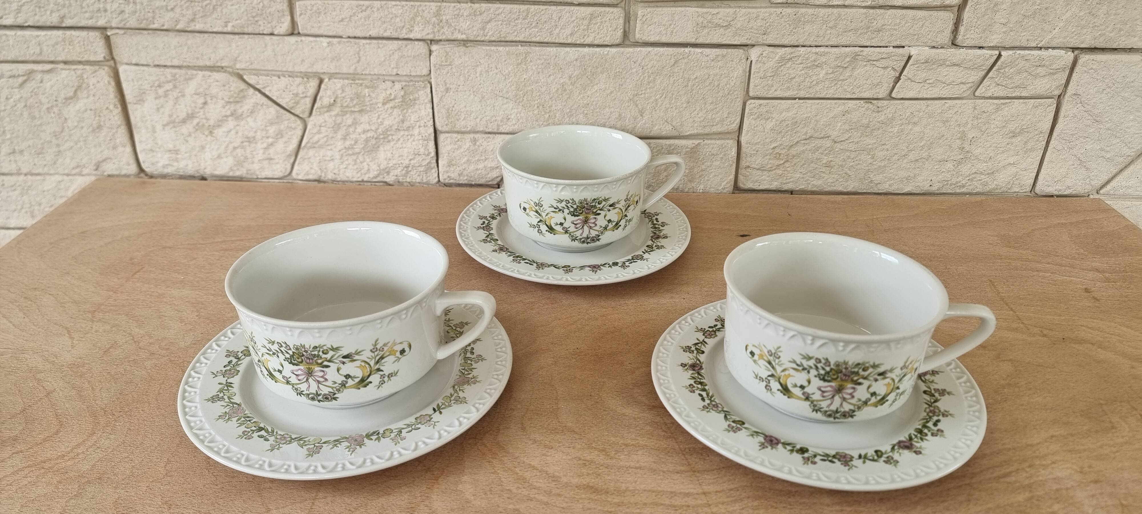 Villeroy & Boch Trianon 3 Coffee Tea Cups Saucers Perfect Condition