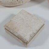 Vintage mid century travertine table set vide poche candleholder ashtray