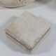 Vintage travertine table set, mid-century, empty candlestick and ashtray.