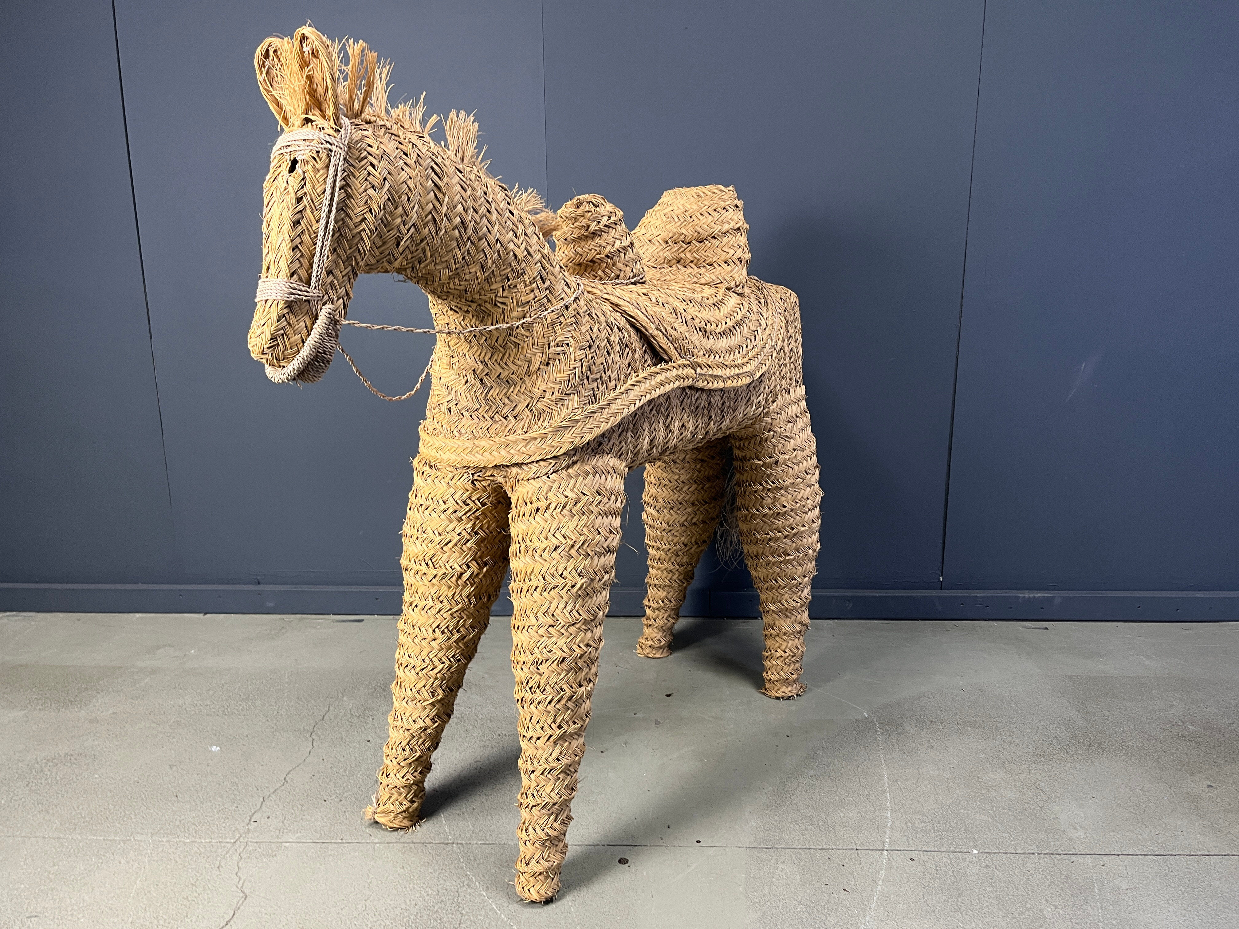 Vintage Spanish straw life size pony/horse, 1960s