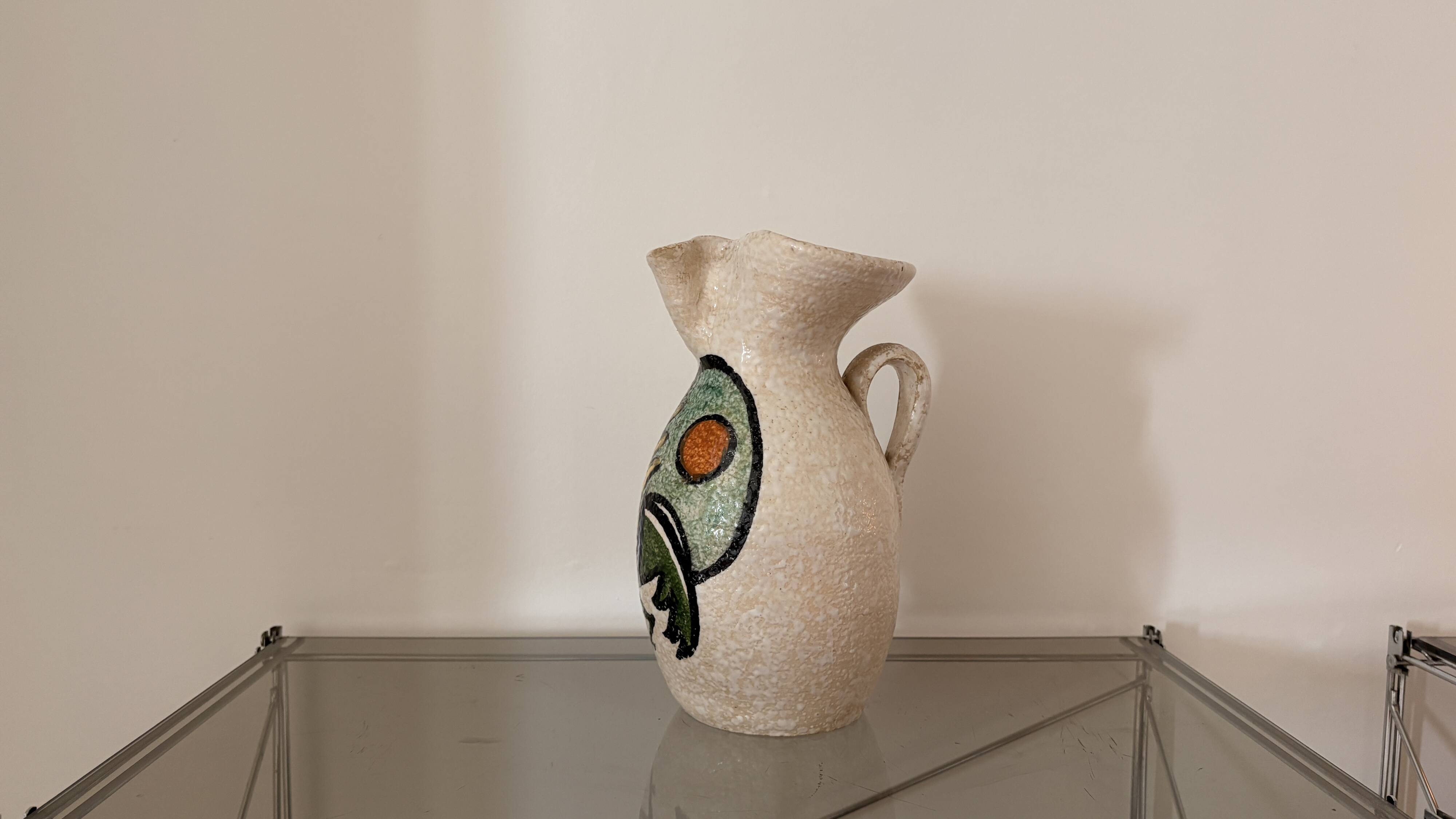 Glazed terracotta pitcher from the 1950s.