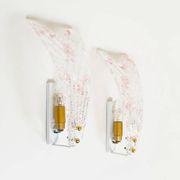 Pair of 80s Murano glass 'Foglio' wall lamps