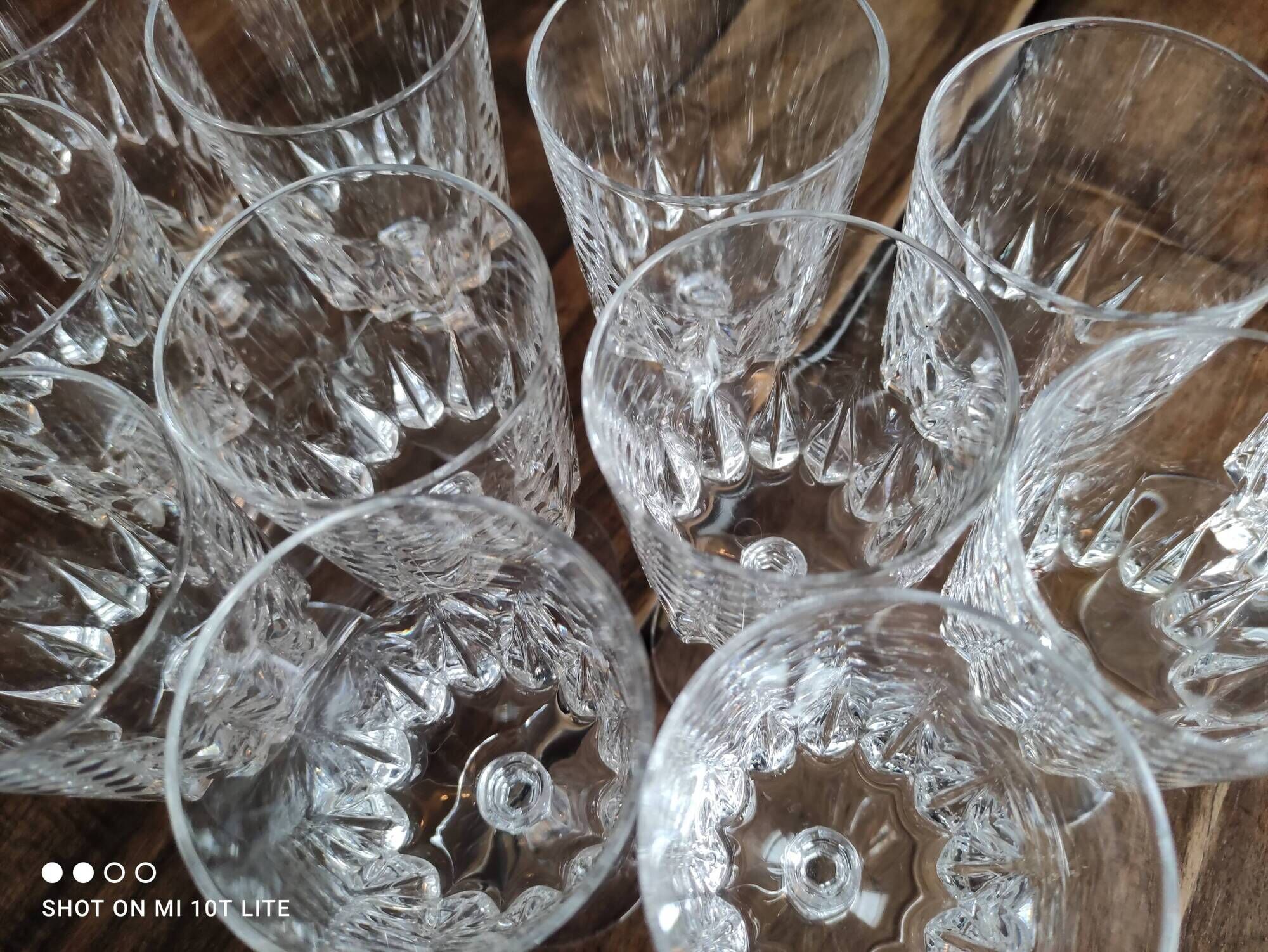 Set of 12 vintage wine glasses in chiseled crystal