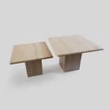 Set of Two vintage travertine side tables
