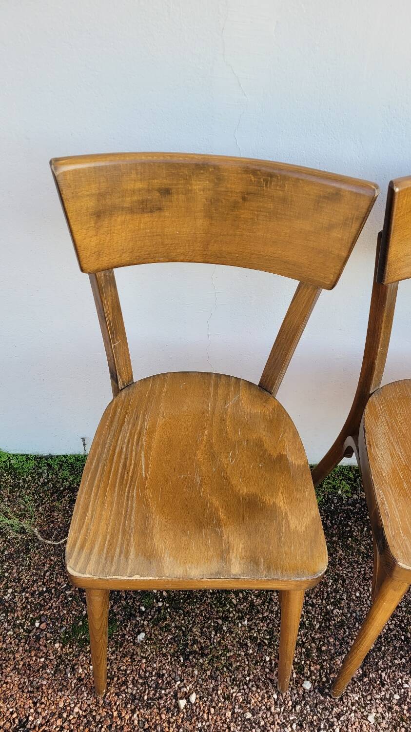 Series of 6 vintage old restaurant bistro chairs - 1950s