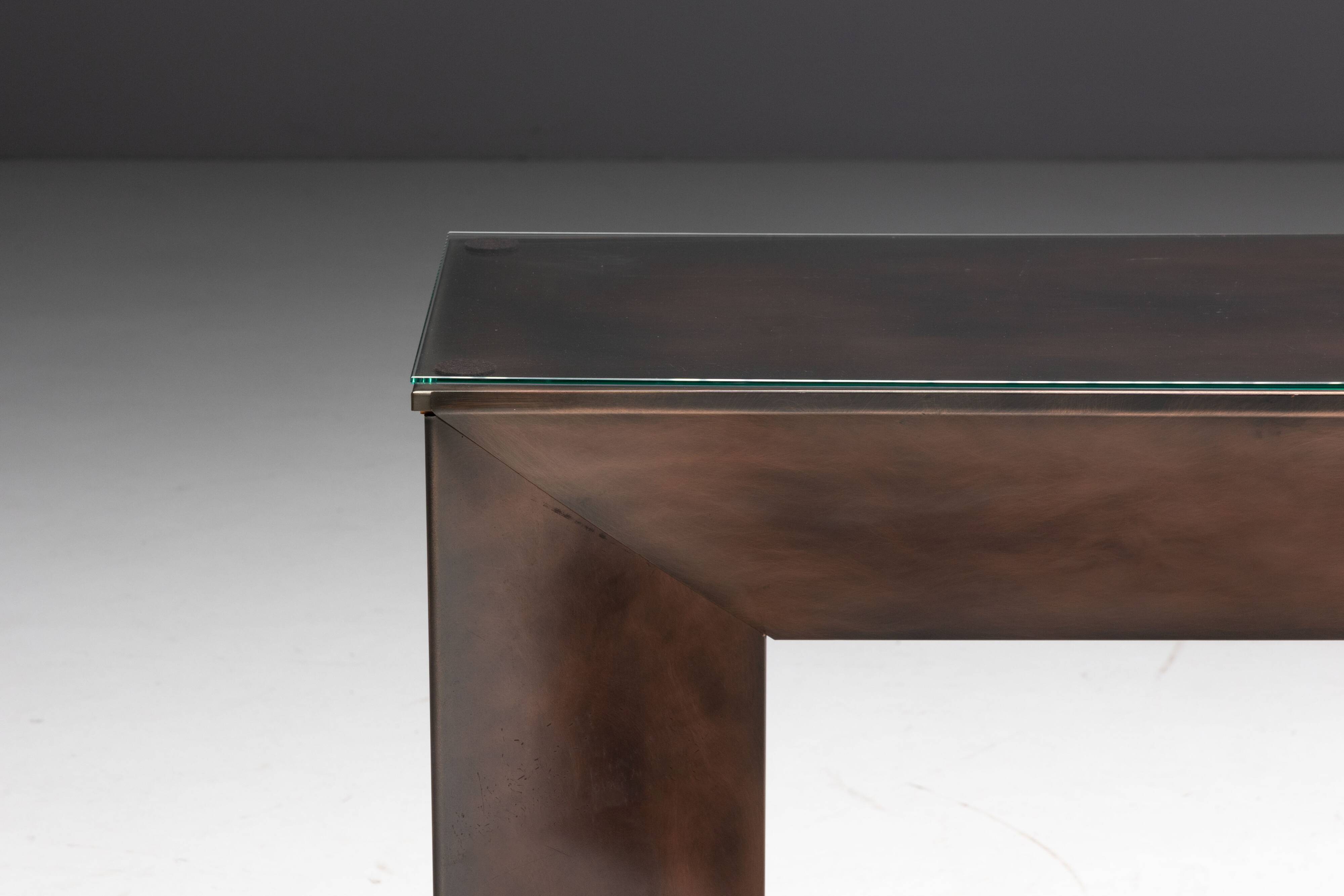 Console en bronze patiné par Belgochrom, Belgique, années 1970