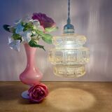 Vintage globe pendant light in amber glass