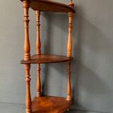 Small old corner shelf in turned wood, 19th century
