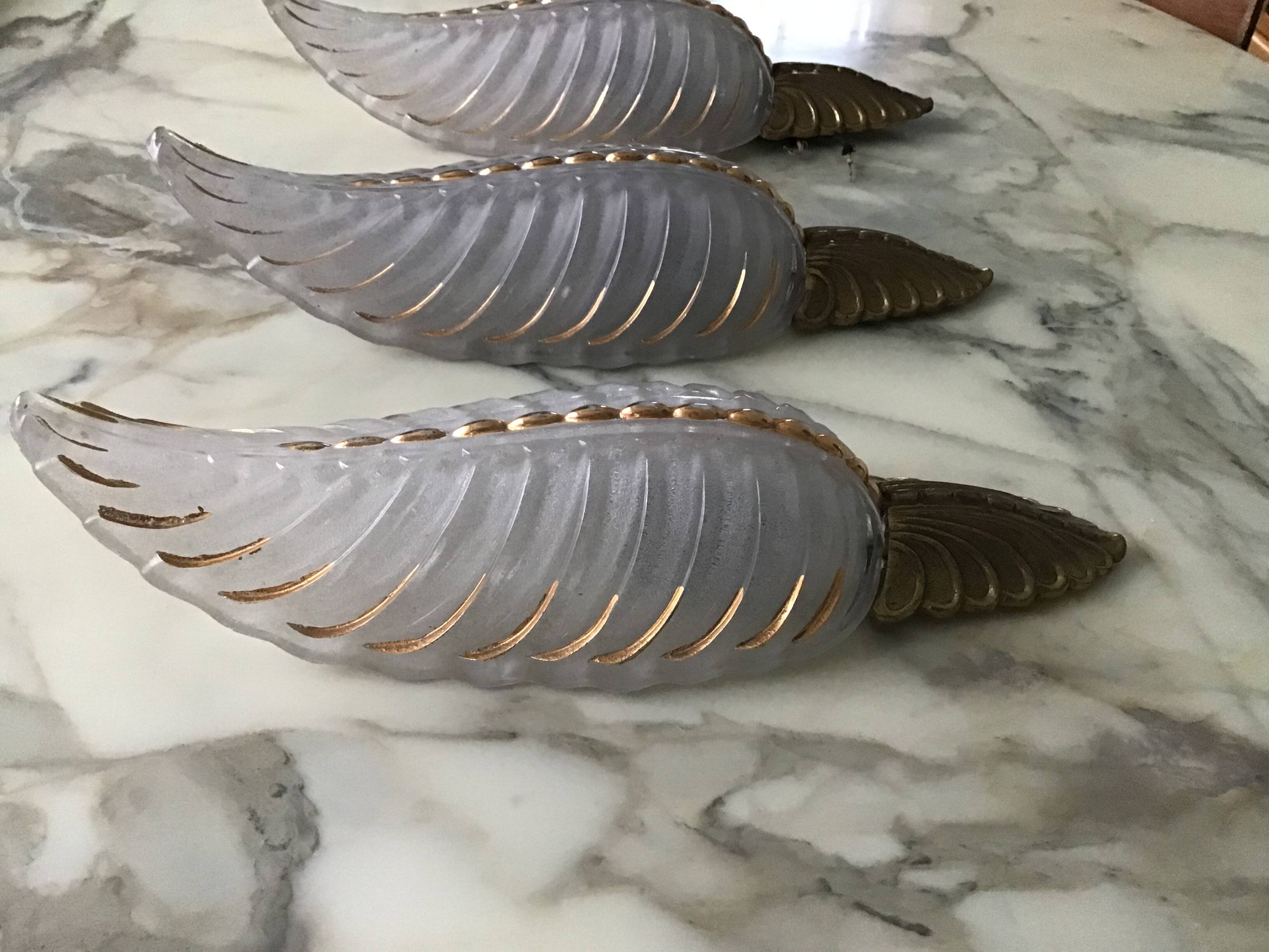 Set of three barovier leaf wall lights toso murano