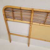 Rattan headboard with vintage bedside tables 1960