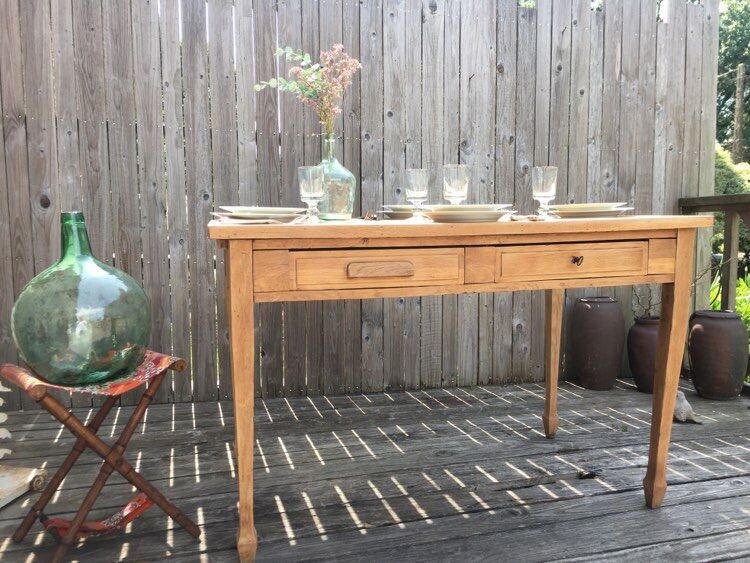 Raw wood farm table